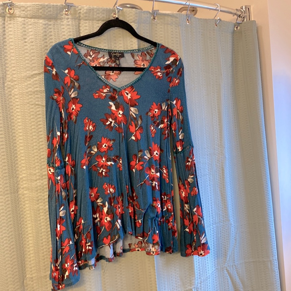 Jessica Simpson long bell sleeve floral blouse size Small